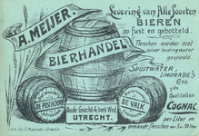 711046 Voorzijde van een nota van A. Meijer, Bierhandel, Oude Gracht [Tz.] 4, hoek Wed te Utrecht, ten name van de heer ...
